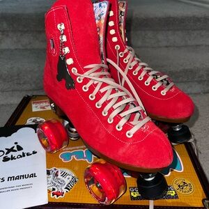 Poppy Red Suede Moxie Outdoor Complete  Roller Skates
